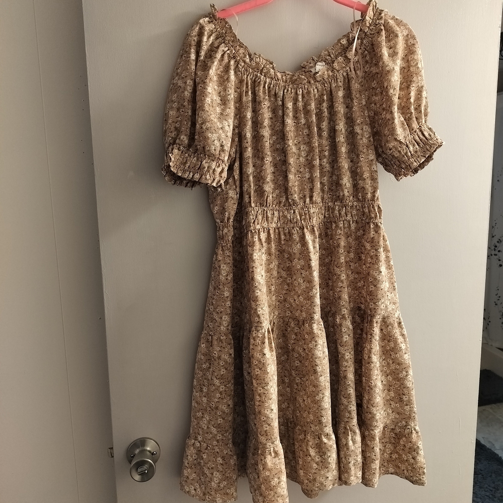 Floral Brown Midi Dress